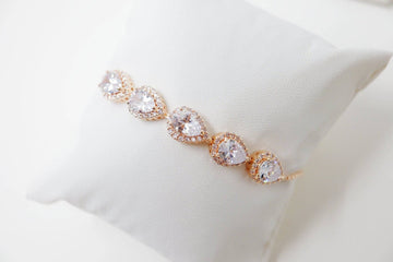 Cubic Zirconia Diamond Drop Crystal Bracelet, Diamond Bracelet, Bridal Jewelry, Bridesmaid Gift, Statement Bracelet.